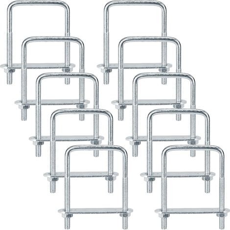10 Pieces M6 U-Bolts 50 x 80 mm Stainless Steel U-Bolts with Nuts and Frame Plate for Trailer Securing Pipes,  Vehicles,  Boats,  Plumbing (1/5)