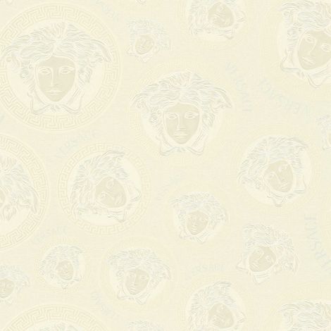 Papier peint Medusa crème Tapisserie luxe graphique à cercles Papier peint design facile à appliquer idéal pour chambre (1/2)