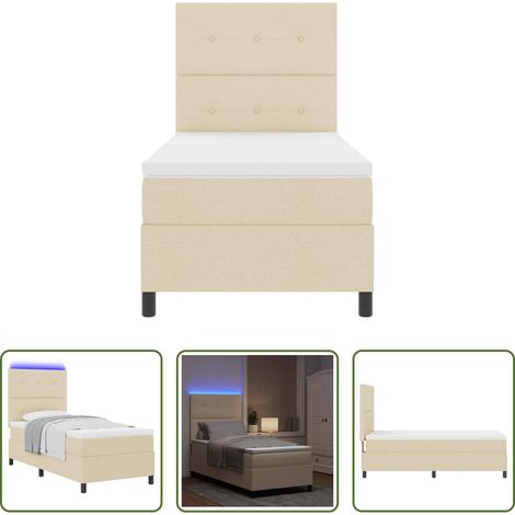 vidaXL LED - Boxspringbett mit Matratze mit LED Creme 80 x 200 cm Stoff (1/5)