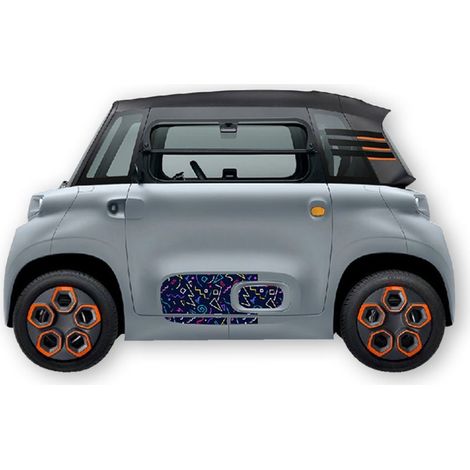KIT AUTOCOLLANTS BAS DE PORTE (2 COTES) "FUN 6" POUR VOITURE SANS PERMIS ABS