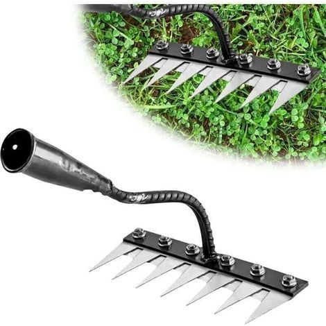 RâTeau De Jardin en Acier Au Carbone Robust - Outil De DéSherbage Et DéChaumage pour Jardinage - RâTeau en MéTal Durable pour Terre Et Pelouse,6 Dents (1/4)