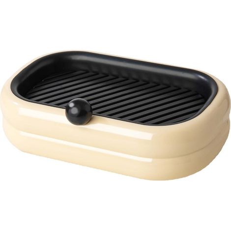 Porte-savon mural avec évacuation, sans perçage, pour salle de bain, beige (1/5)
