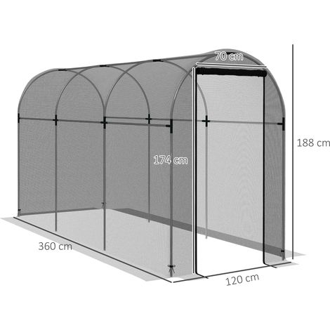 Filet moustiquaire 1,2 x 3,6 m Moustiquaire avec porte,tente de protection des plantes,filet antiparasitaire avec cadre en acier,HDPE noir