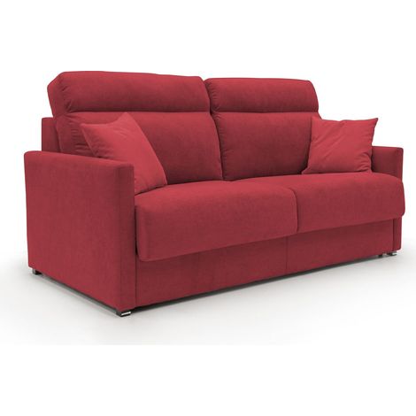 Margot Divano letto matrimoniale con schienale morbido alto in tessuto T02 196 cm (mat. 160x197) rosso