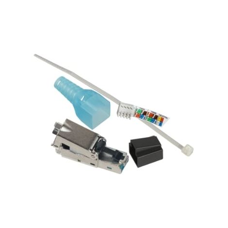 Plug RJ45 mâle STP Cat6A 4P PoE 14x45x14mm avec collier - Actassi - ACTPG6ATLS001