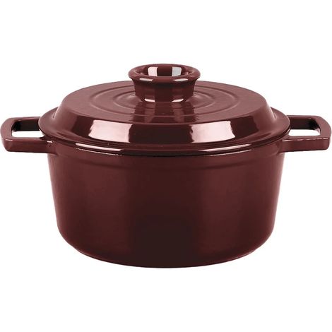 Cocotte ronde en fonte émaillée - 25 cm - Bordeaux - Masseiron