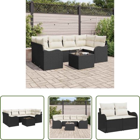 Terrassensofa - Gartensofa-set Schwarz 55 x 55 x 37 cm Poly-Rattan (1/5)