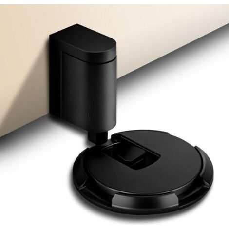 Mechanical Door Stop - Discreet and Quiet Metal Door Stop, No-Drill Installation, Black Design (1/5)