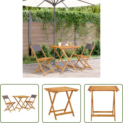 Chaise de jardin - Ensemble de bistro 3 pcs anthracite tissu et bois massif (1/5)
