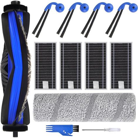 Accessoires pour ECOVACS X11 OMNICYCLONE / X11 PRO Omni Aspirateur, 1 Brosse Principale, 1 Rouleau de FOREHILL, 4 Brosses Latérales, 4 Filtres HEPA, 1 Outil de Nettoyage (1/5)
