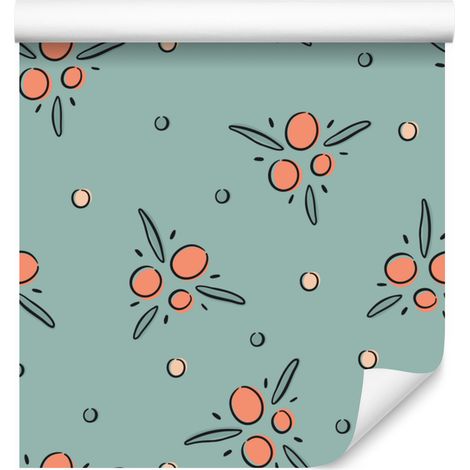 Tapete mit kleinen Blumen in Meeres- und Beigetönen für Wohn- und Schlafzimmer, 50 x 1000 cm (1/5)