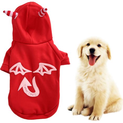 Costume en tissu pour animaux de compagnie avec motif lumineux de personnage maléfique, vêtements d'Halloween pour chien et chat, rouge (1/5)