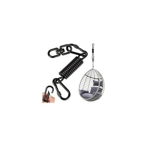 CSPARKV Ressort oscillant pour fauteuil suspendu, fauteuil suspendu avec 2 mousquetons et crochets pivotants à 360 °, mousqueton, capacité de charge jusqu'à 250 kg, ressort de suspension pour sac de (1/4)