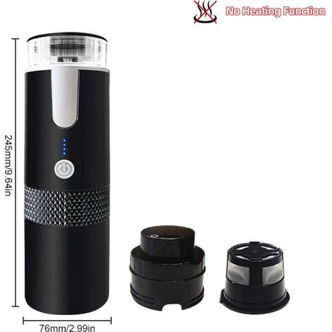 Ortviai Machine à café expresso électrique portable 170 ml, batterie rechargeable 1200 mAh, sans fonction chauffage (1/4)