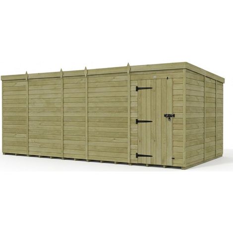 19ft x 9ft Pent Garden Shed Single Door No Windows - Pressure Treated Timber - L579 x W274 x H210 cm - Natural
