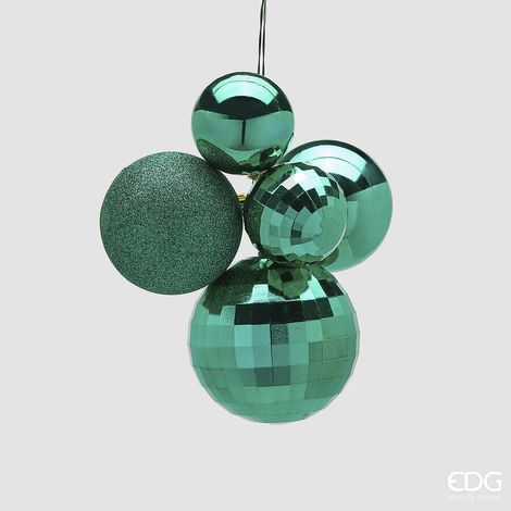 EDG Enzo De Gasperi Addobbo di Natale Grappolo MirrorMix 5 Pz Green