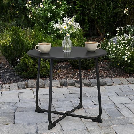 Table de jardin coloris noir en métal 50 x 50 x 45,5 cm (1/5)