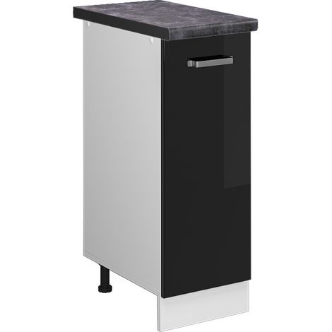 Armadio cucina dispensa alto R-Line, Nero lucido, 30 cm , PL Antracite, Vicco