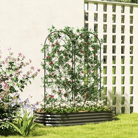 Support pour plantes grimpantes avec oiseaux lot de 2 treillis de pour jardin légume vigne fleur métal 50 x 150 cm noir