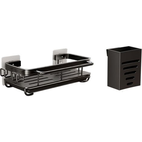 Égouttoir d'évier en aluminium noir, support de drainage, 13 x 5,5 x 30 cm, rangement de cuisine, gain de place (1/5)