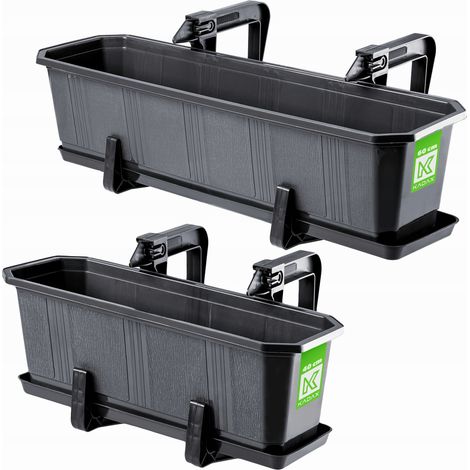 Caja de balcón KADAX 60+40cm Asas grafito (1/5)