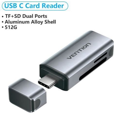 Lecteur De Carte - USB Type C - Double Fente SD Et Micro SD - Jusqu'à 512 Go - Vitesse 100 Mo/s - Compatible Windows Mac Linux iOS Android - 1 Pièce