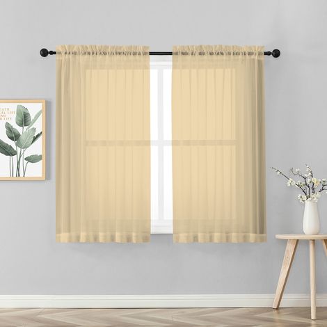 Coppia Tendine Tende 60 x 150 Cm Finestra Semi Oscuranti A Tinta Unita Leggera Cucina Camera Cameretta 2 Pannelli Beige (1/3)