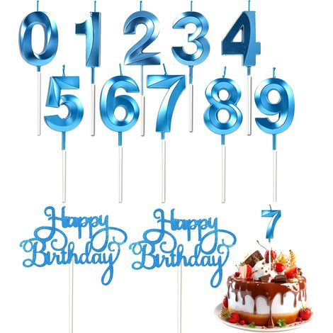 12-piece birthday candle set, number candles, cake number for ages 0-9, 2 cake decorations with "Happy Birthday" letters, birthday cake topper (1/5)