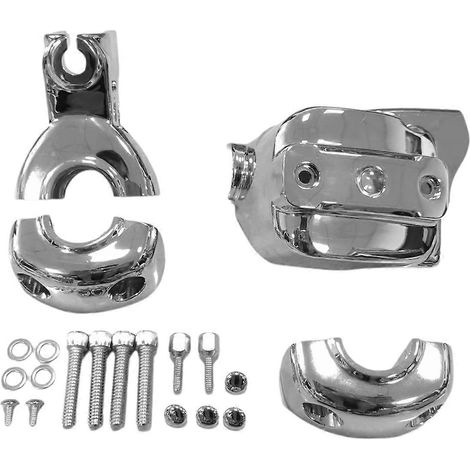 Kit d'habillage chromé pour commande d'embrayage avant des Road Glide '96-'07 (modification du guidon, cache-pompe inclus) (1/5)
