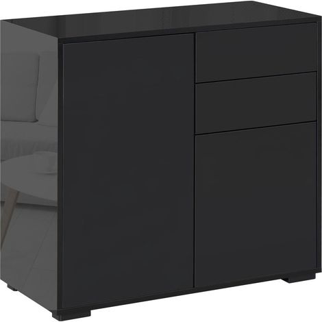 Meuble de Rangement Bas Buffet Moderne 2 Tiroirs 2 Portes Ouverture Pression Salon Bureau 79x36x74 cm (1/5)
