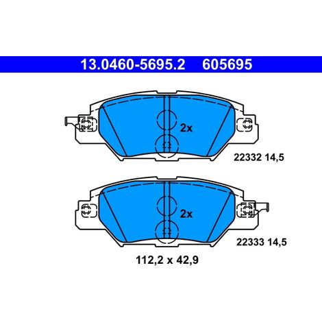 Kit de plaquettes de frein, frein à disque ATE 13.0460-5695.2 MAZDA KAY0-26-48Z