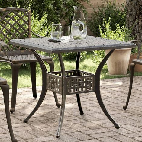 Table De Jardin, Bronze, Aluminium Coulé, 80 X 80 X 75 Cm (1/4)