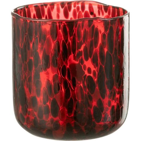 Photophore en Verre Tacheté "Preston" 15cm Rouge (1/5)