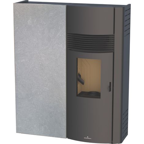 BRONPI - Estufa de Pellet Extraplana con Piedra Color Gris Modelo ADRY-P-G de 11 kW
