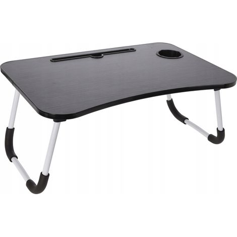 Table de petit-déjeuner pliante pour lit, noire, plateau, 40 x 60 x 26 cm (1/3)