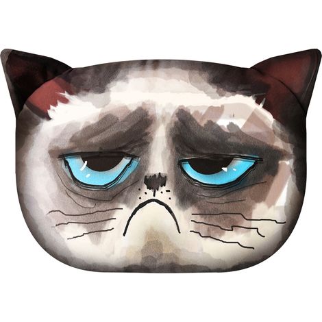 Coussin décoratif Bertoni « Grumpy Cat » 30×45 cm - velours, imprimé chat, garniture hypoallergénique (1/3)