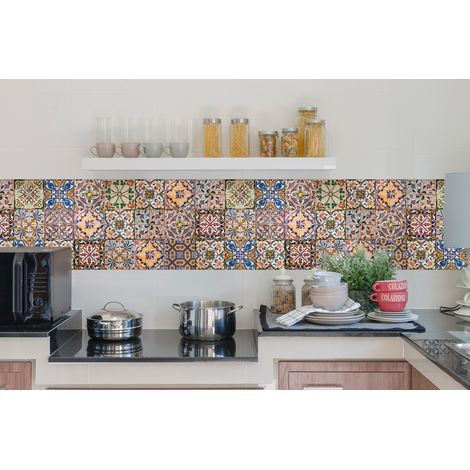 Paraschizzi Cucina Da Parete Pannello Adesivo Prodotto Italiano Con Inchiostro Atossico, Ignifugo e Resistente all'Acqua Paraschizzo ParaSpruzzo Per Arredamento ParaschizziValencia - 50x160cm