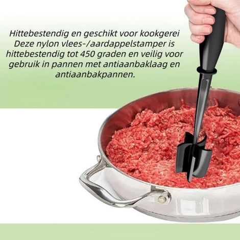 Hachoir À Viande - 2 Pièces - Pour Viande Hachée Tomates Salades - Séparateur Et Racleur De Cuisson - Noir (1/5)