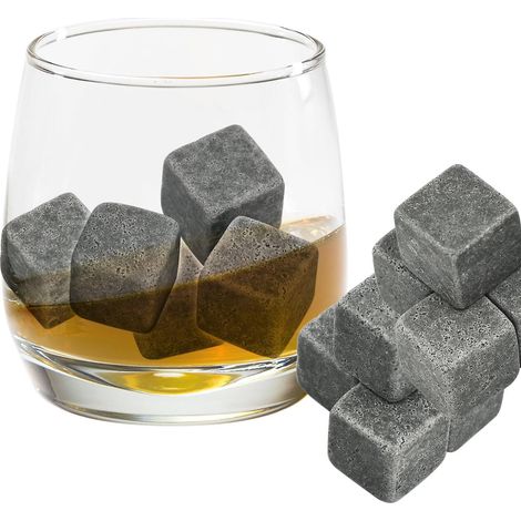 Ensemble de 9 pierres à whisky - Glaçons en stéatite avec sac à cordon (1/5)