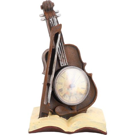 Horloge de Table rétro, Livre Vintage et Ornement d'art résine en Forme de Violon, Montre décorative pour la Maison ou Le Bureau, idée Unique pour Les Amoureux rétro (1/5)