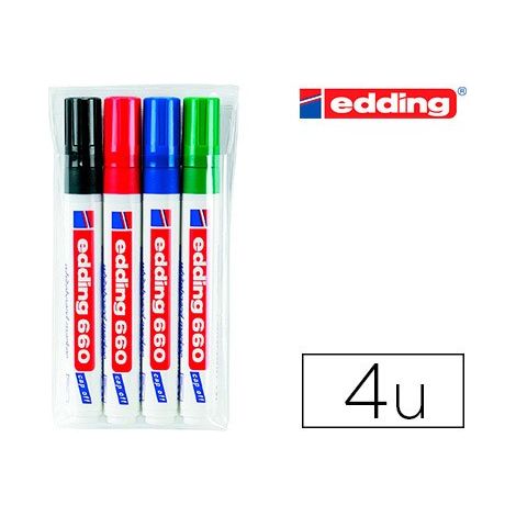 Marcador de pizarra blanca mediano blister x4 colores surtidos - Edding