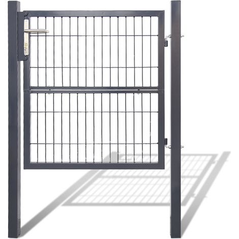 SWANEW Cancello da giardino in acciaio zincato, recinzione Con serratura e 3 chiavi Cancello da giardino 100100CM Anthracite