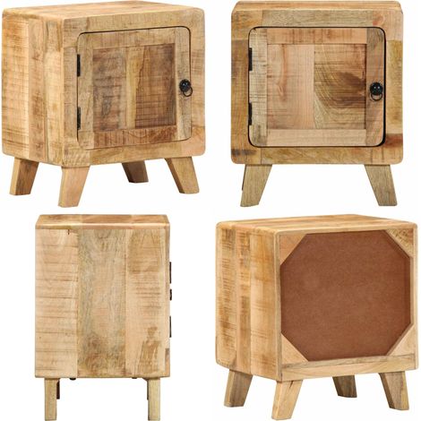 vidaXL Table de chevet 40x32x46 cm bois de manguier massif brut (1/5)