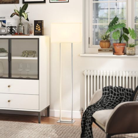 Lampadaire moderne 3 modes, interrupteur au pied, luminosité réglable, design linéaire, blanc – idéal salon, chambre, bureau (1/4)