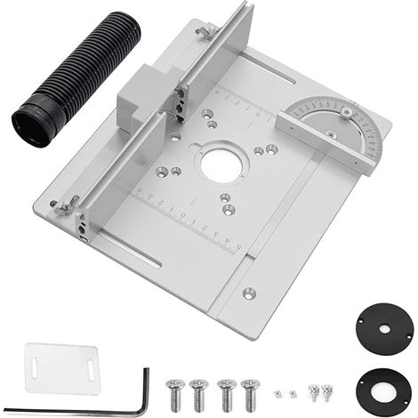 Table Router Plate Aluminum Set, Table Milling Insert With Angled Torsion Support, Router Plate, Router Wood Accessory for Milling Grooving Finish (1/5)