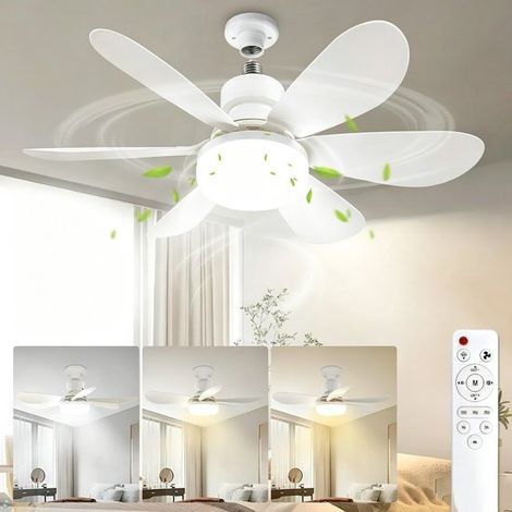 Ventilatore con luce e telecomando, 50 cm, attacco E26, 40 W, 3000 K, 6000 K, dimmerabile, per camera da letto, cucina e soggiorno. (1/5)