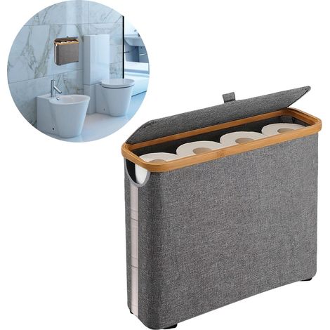 Panier de rangement pour papier toilette, panier de rangement pour essuie-tout visible, rangement pour essuie-tout, gris (1/5)