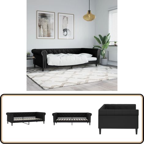 Tagesbett Schwarz 100x200 cm Kunstleder - Schlafsofa - Sofa Bett - Gästebett - Tagesbett - Wohnzimmer Möbel