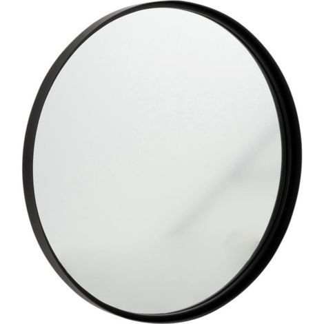 Miroir Mural Rond Design "Bord Métal" 60cm Noir (1/2)