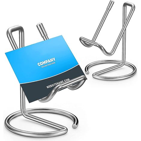 Support de bureau en métal pour téléphone portable et porte-cartes de visite - Argent, 2 pièces (1/5)
